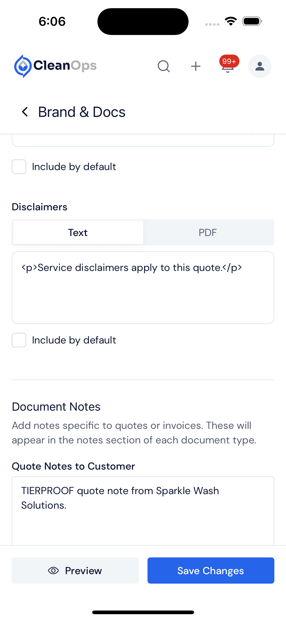 Screenshot — Write the disclaimers