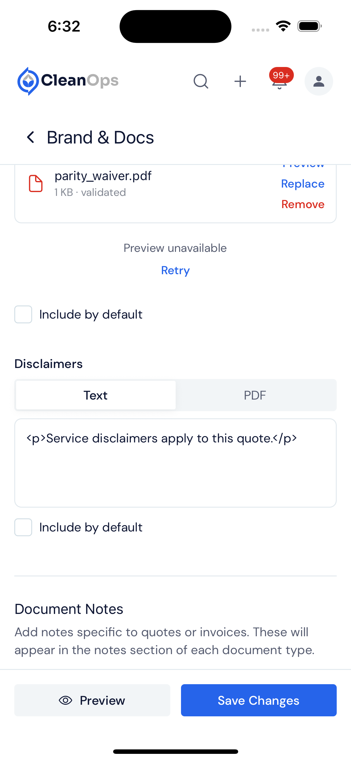 Screenshot — PDF requirements and recovery