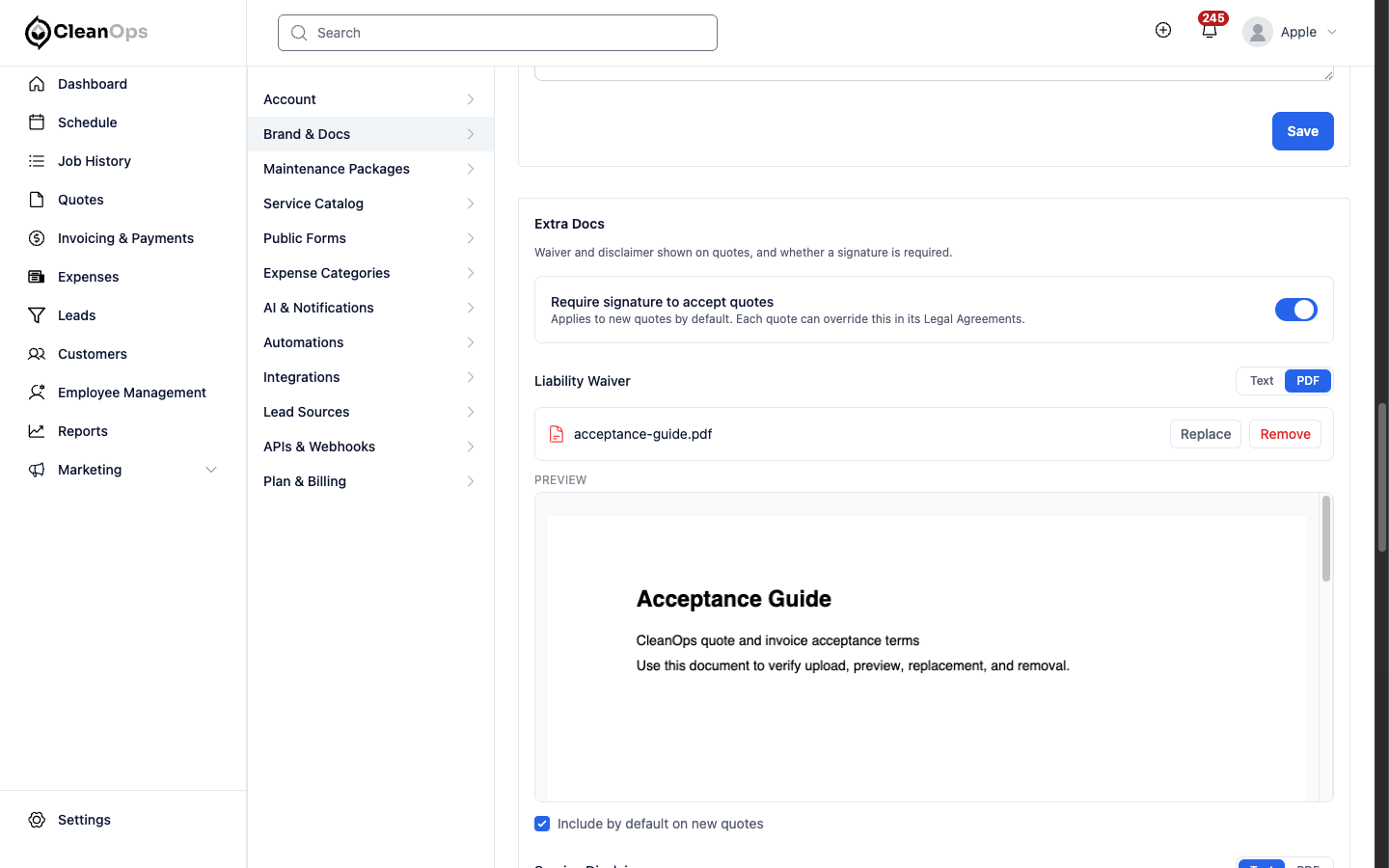 Screenshot — Use a PDF instead of text
