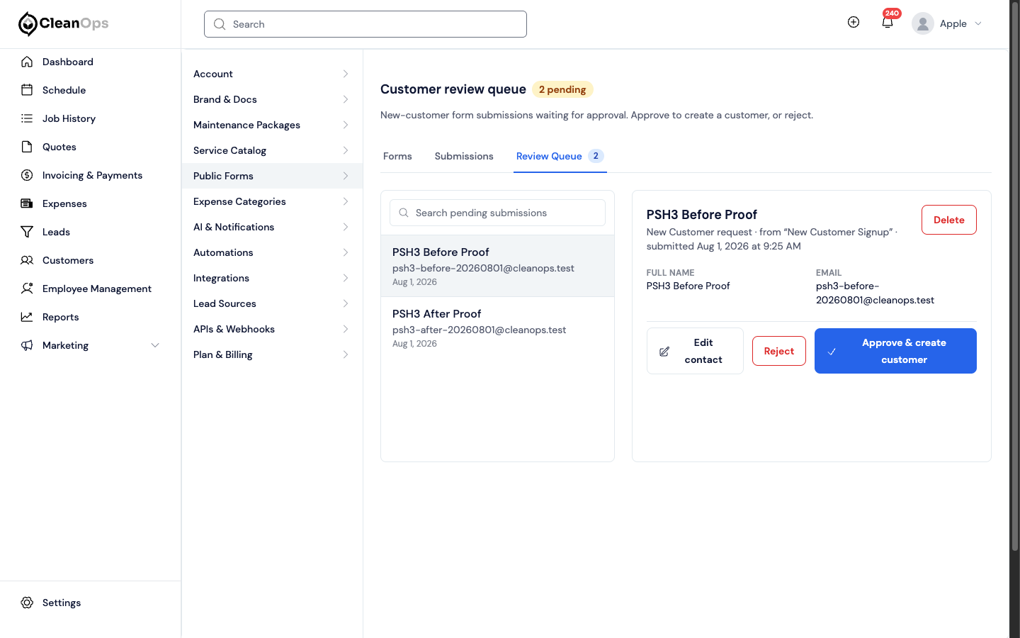 Screenshot — Review a new-customer request