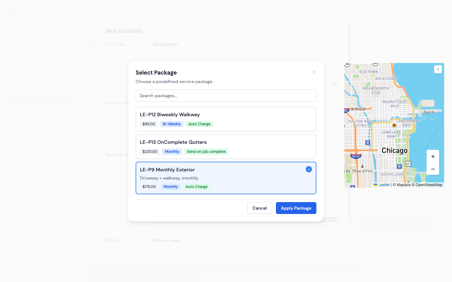 Screenshot — Use a service package instead