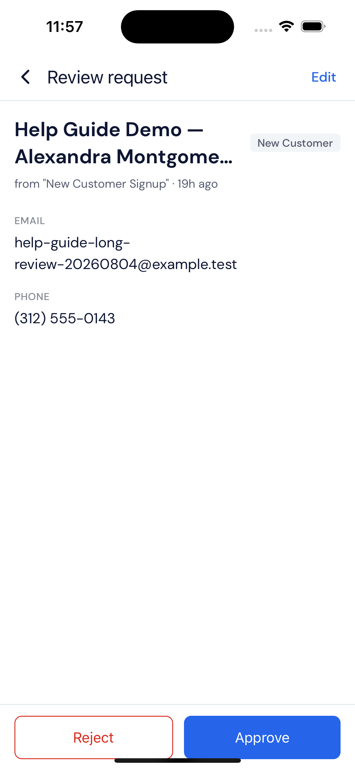 Screenshot — Search and open a request