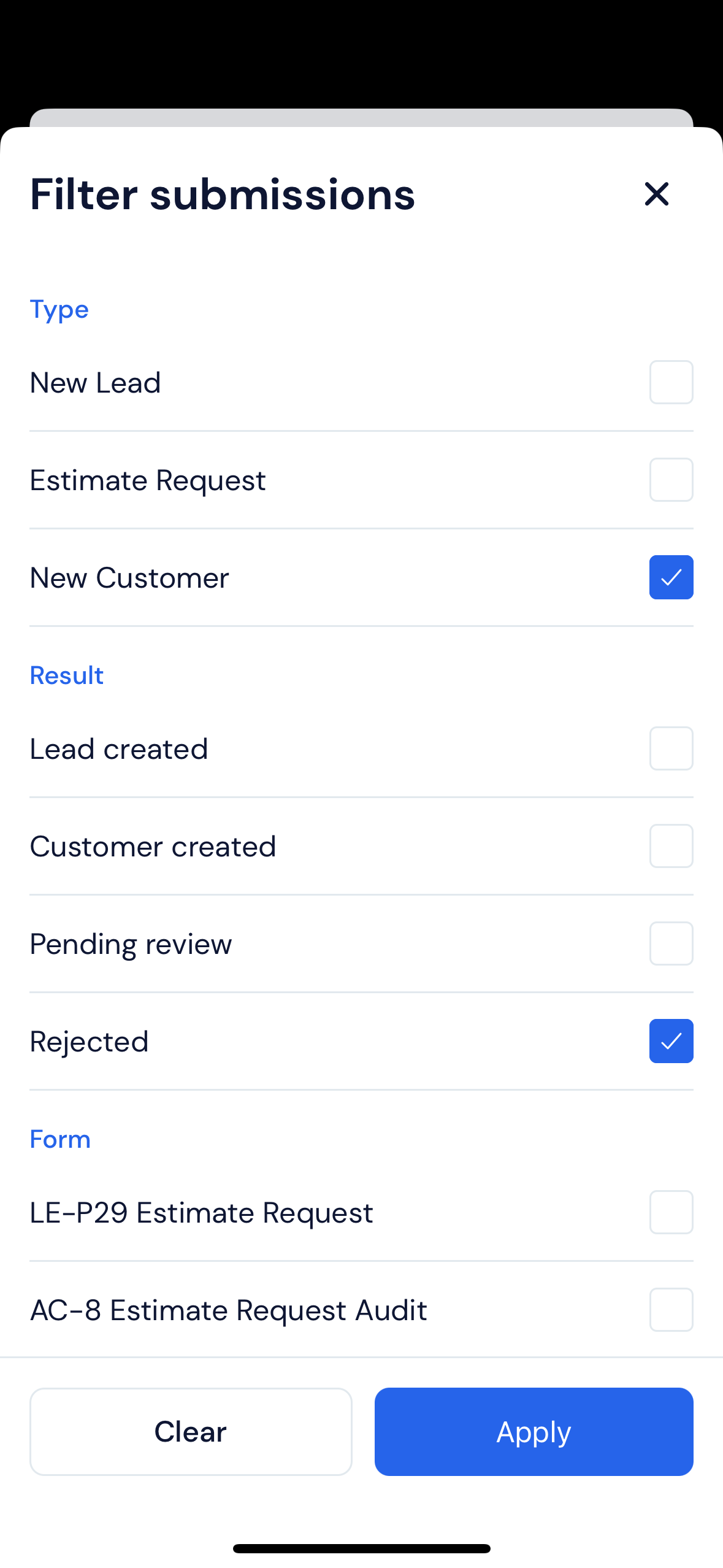 Screenshot — Filter, loading, and empty states
