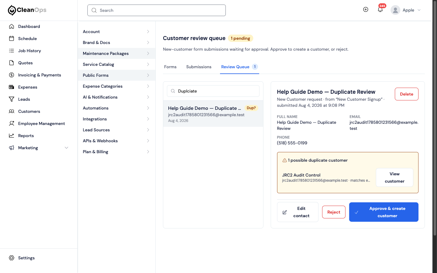 Screenshot — Search and select a pending request