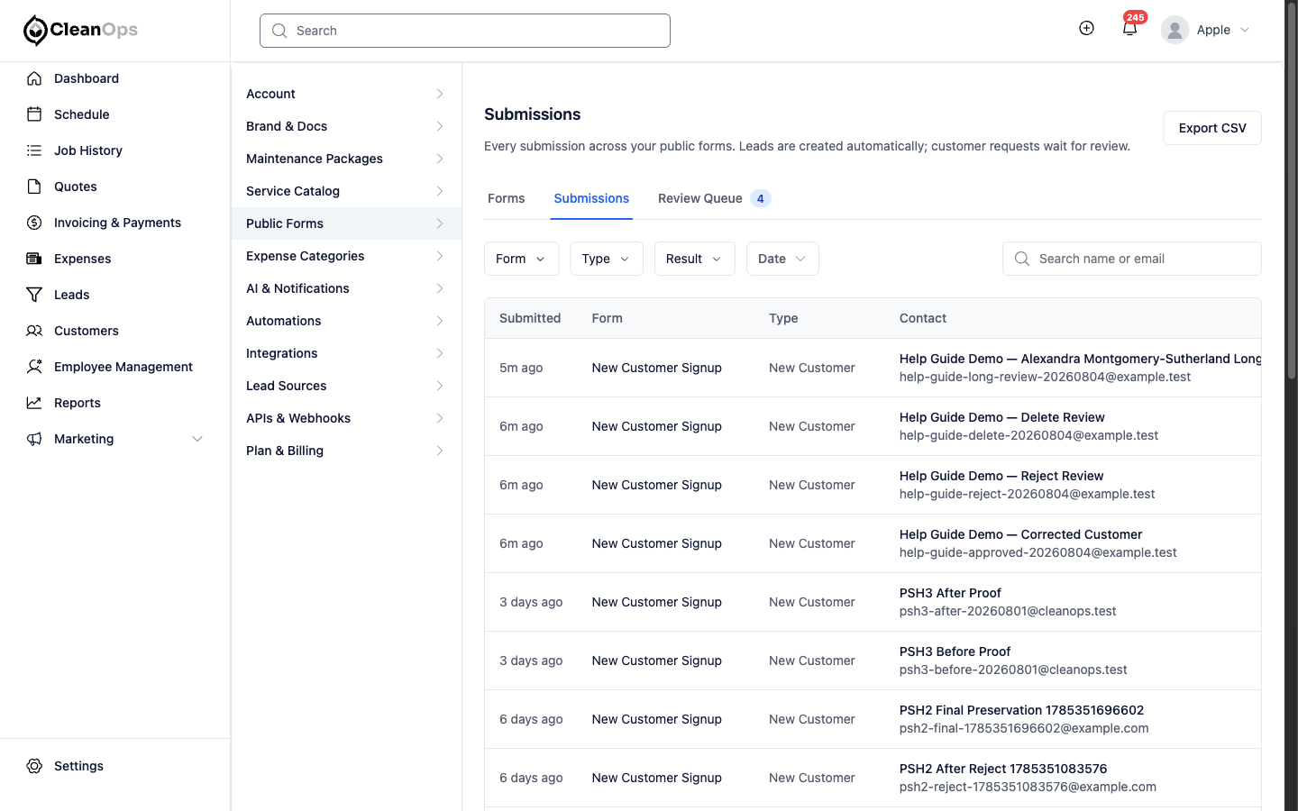 Screenshot — Reject a request