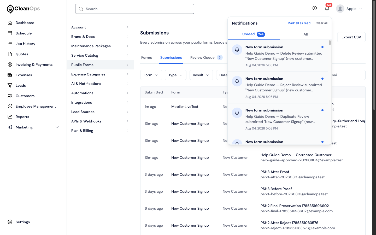 Screenshot — Follow submission notifications