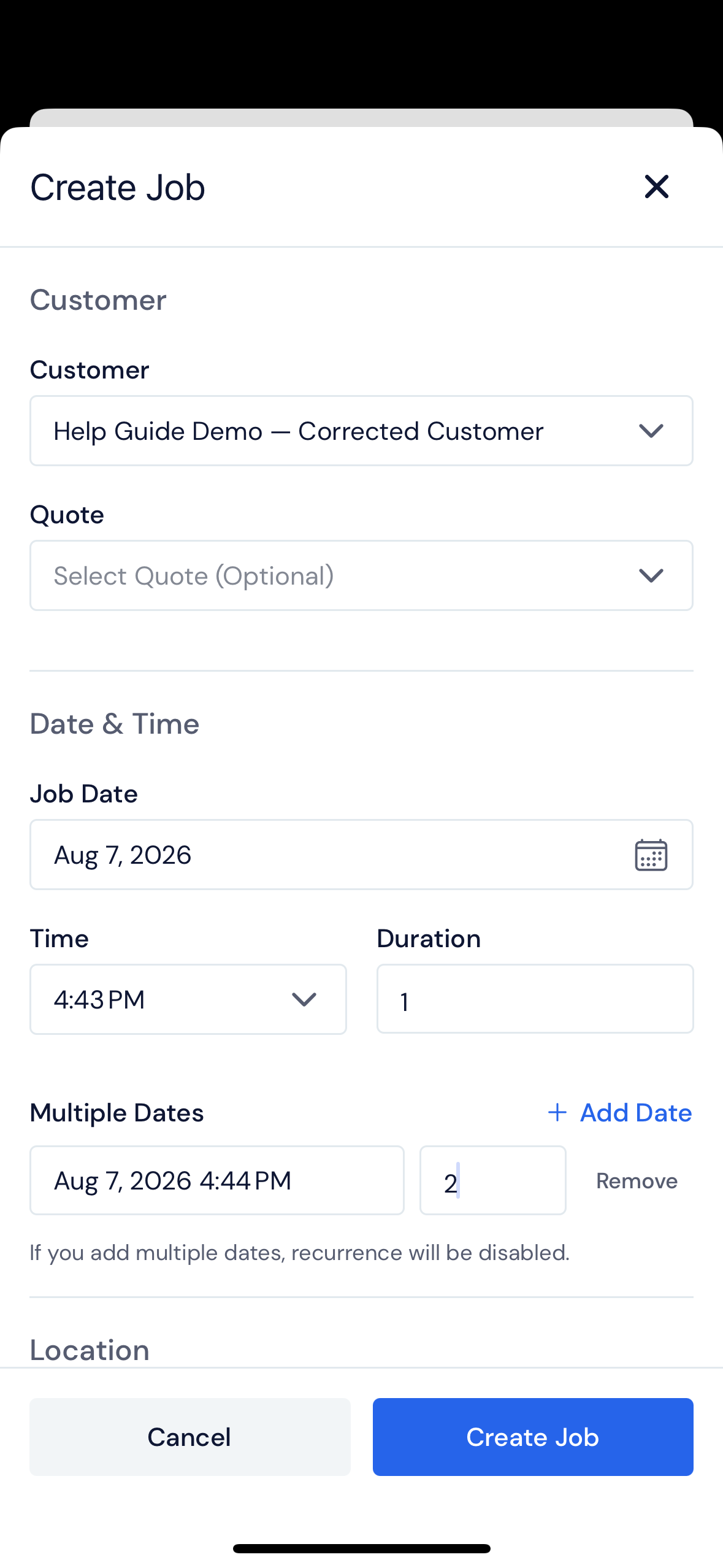 Screenshot — Schedule multiple dates instead