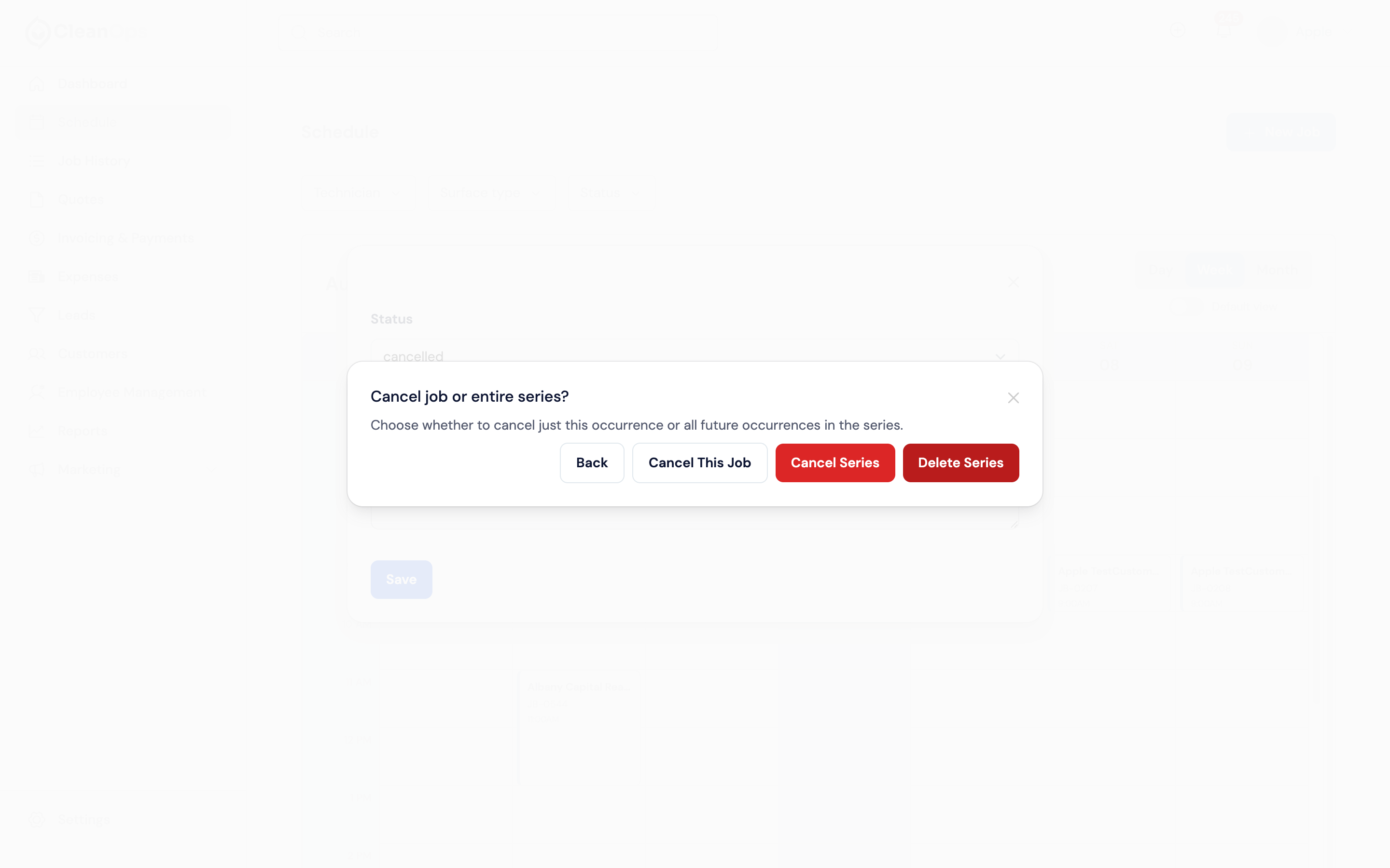 Screenshot — Cancel one job or the series