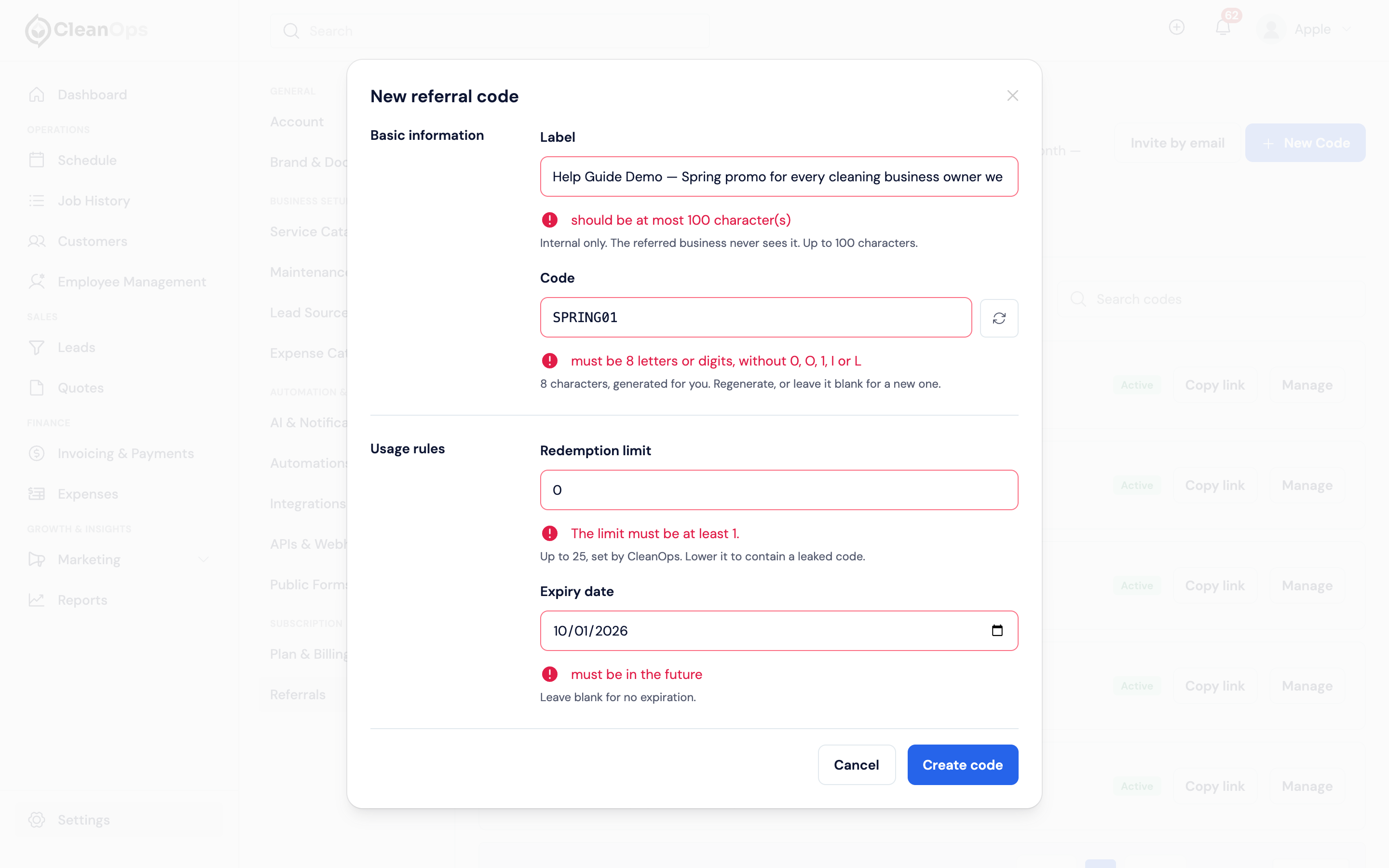 Screenshot — Code rules, and fixing errors when you save