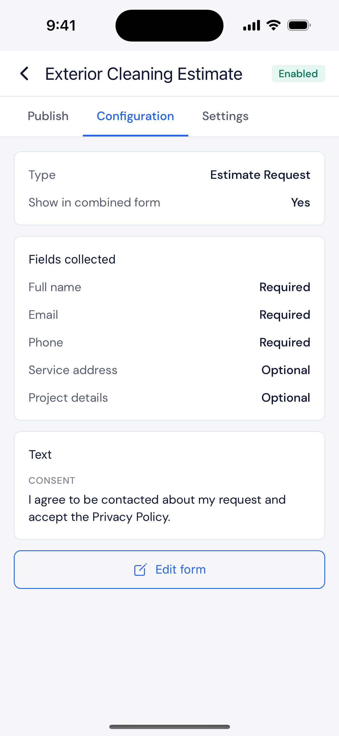 Screenshot — Checking what a form is set to
