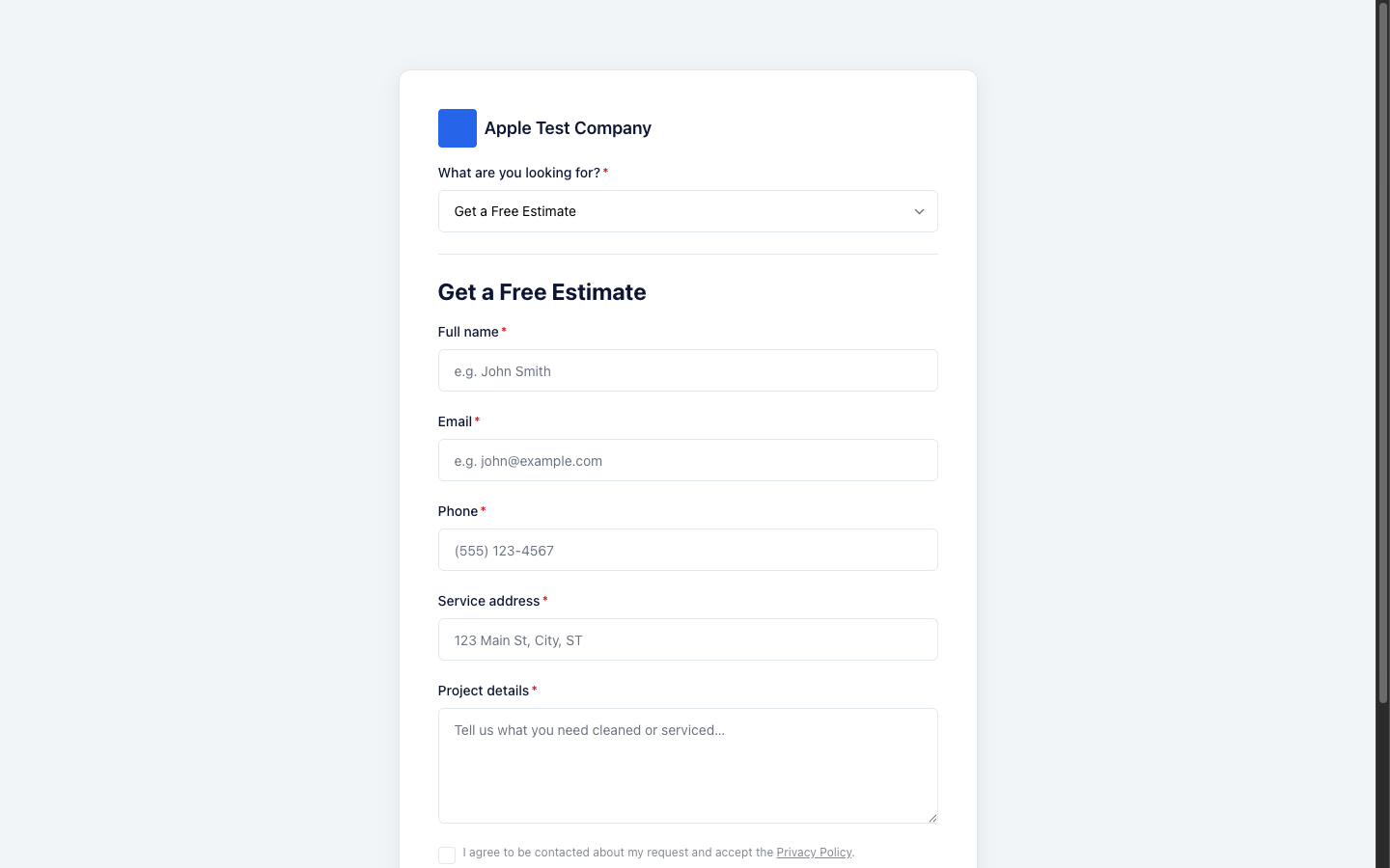 Screenshot — See what a visitor sees