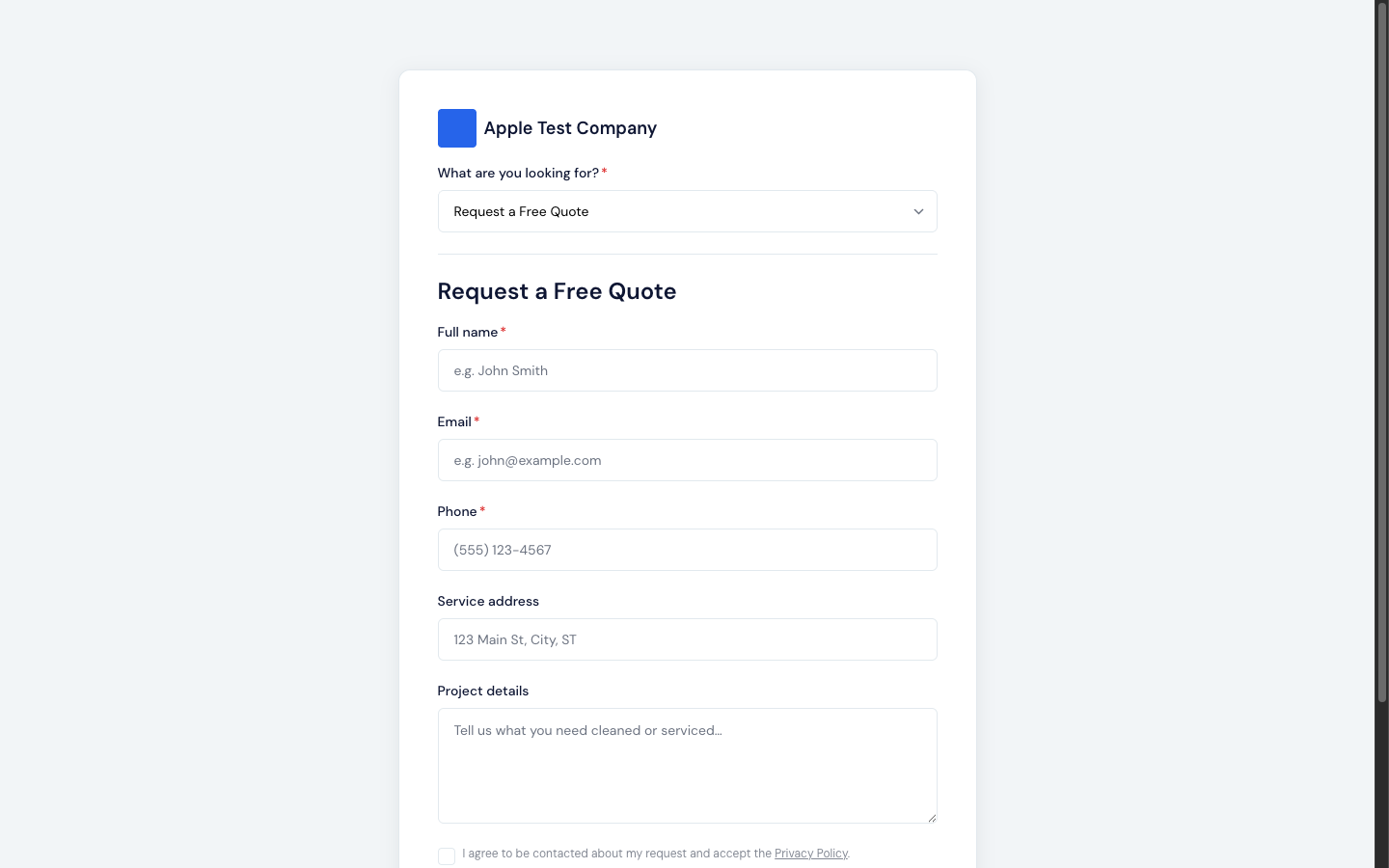 Screenshot — Visitors see titles, not your form names