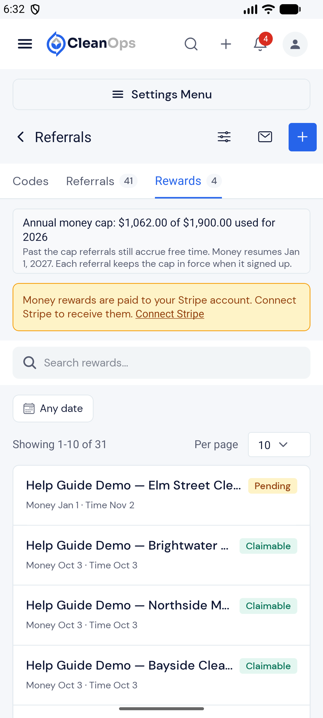 Screenshot — Open the Rewards tab
