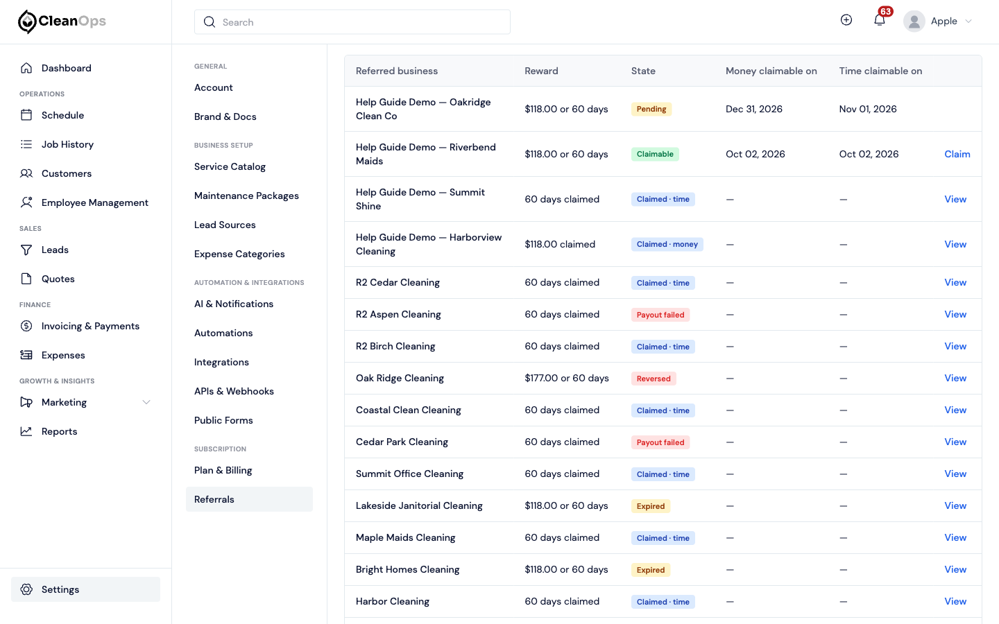 Screenshot — Reward states and the claimable-on dates