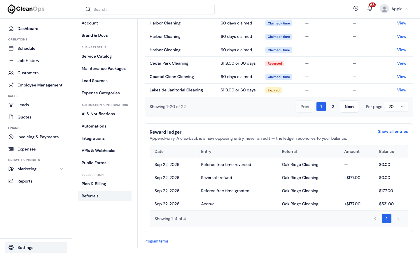 Screenshot — Read the ledger for one reward
