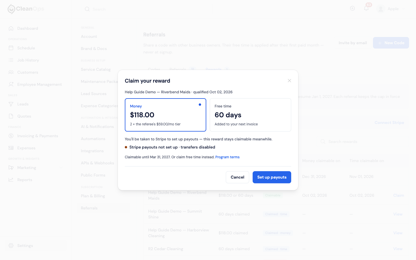 Screenshot — If Stripe isn't connected yet