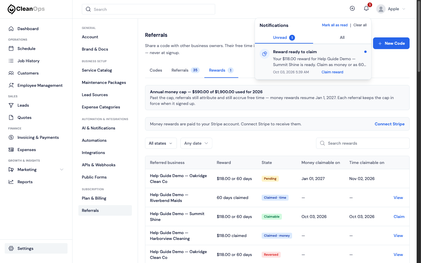Screenshot — Reward notifications